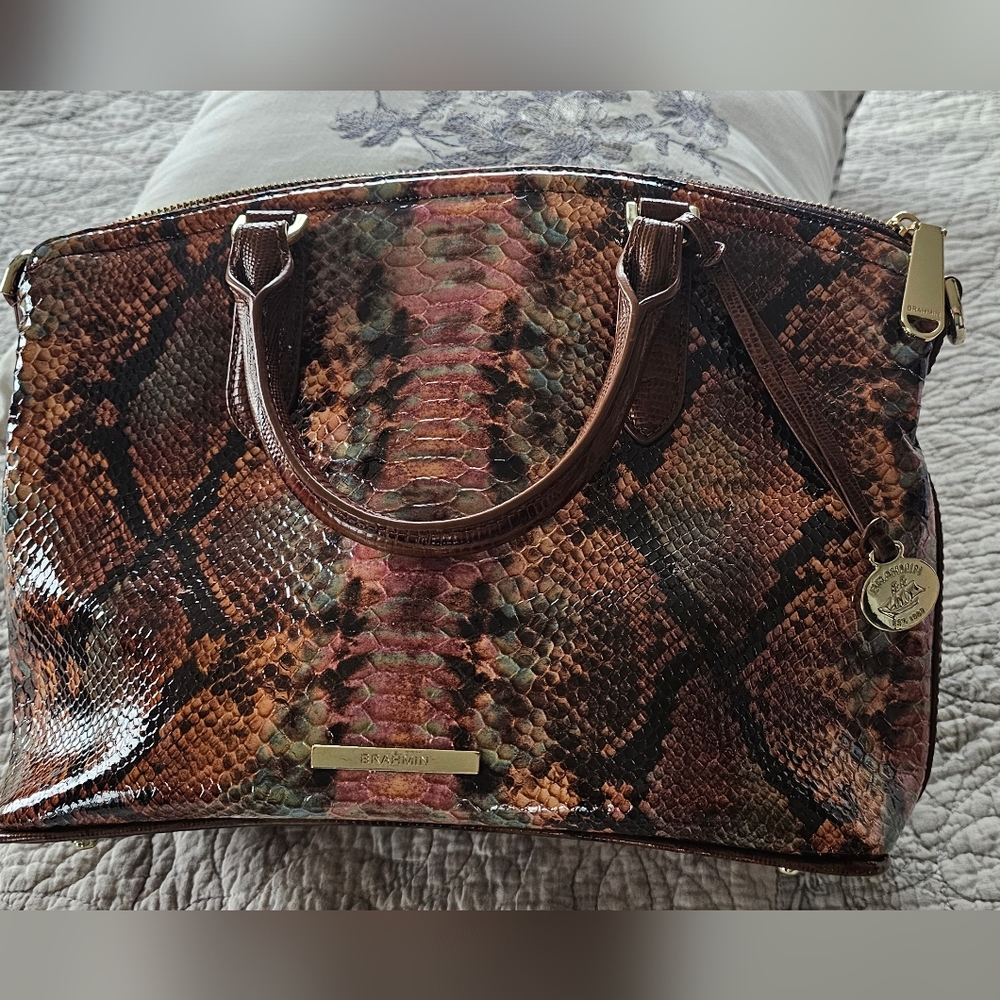 Beautiful Snakeskin Brahmin Satchel Purse